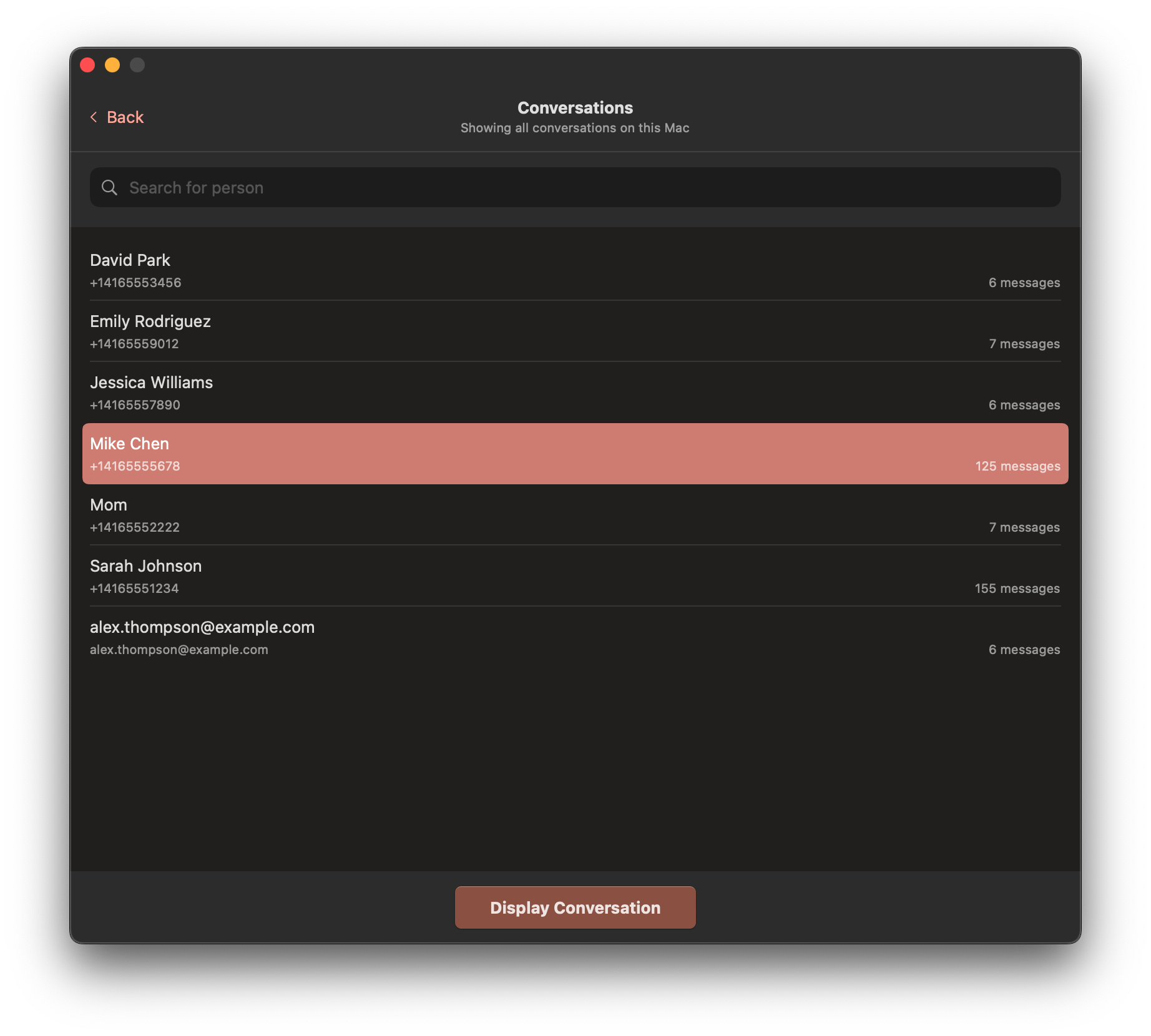 macOS Conversation List