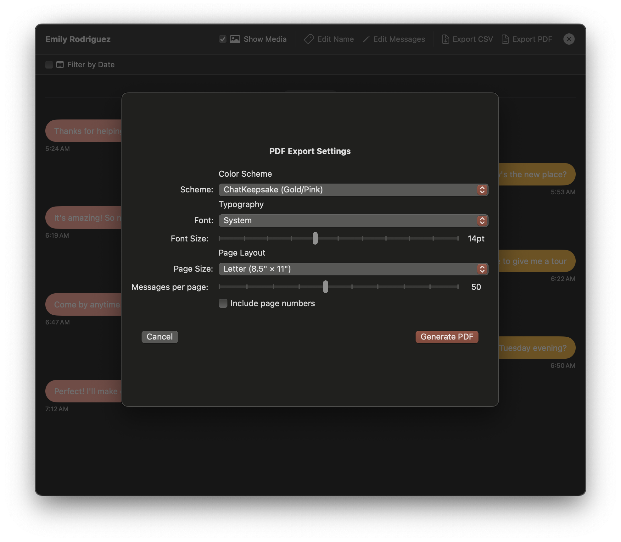 macOS PDF Export Options